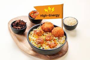 Soya Chaap Biryani Bowl with Dahi Kebab