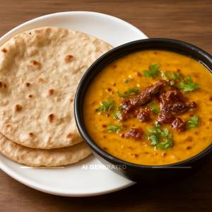 Dal Tadka With 3 Tawa Chapati