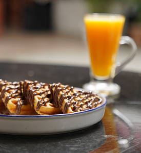 Fresh Waffles (with Blueberry & Vanilla Ice Cream