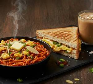 Egg Schezwan Noodle +Egg Schezwan Sandwich+ Chai