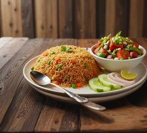Fried Rice with Chilli Paneer Gravy