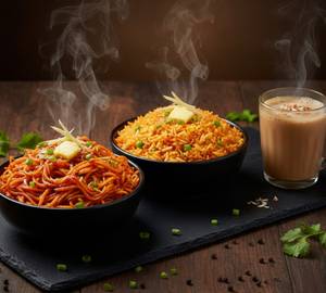 Egg Schezwan Noodle+ Egg Schezwan Fried Rice+ Chai