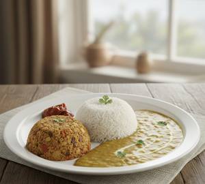 Chawal + Daal + Chokha + Achar