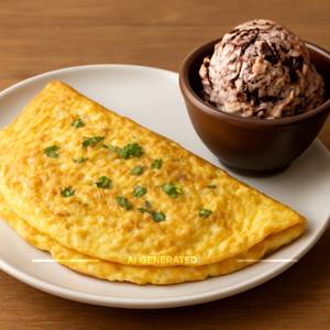 Double Egg Bread Omelette + Black Forest Icecream