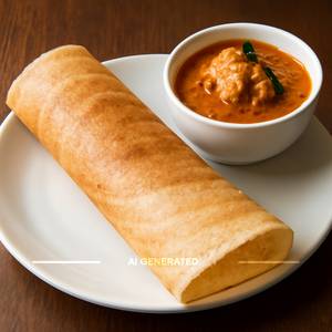 Dosa with chicken curry