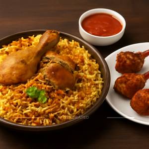 Mughlai Chicken Biryani + Chicken Lollipop (3 Pcs)
