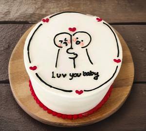 Love Couple Red Velvet Portion Cake