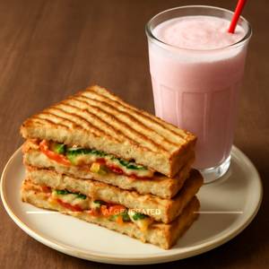 Veg Grill Sandwich + Strawberry Shake