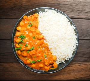 Chhole with steamed Rice