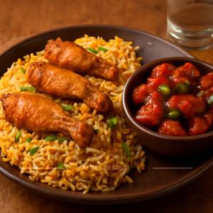 Chicken Wings Biryani + Chilli Chicken (Half)