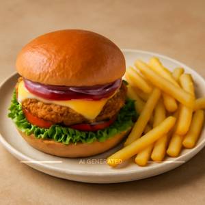 Veg Cheese Burger + French Fries