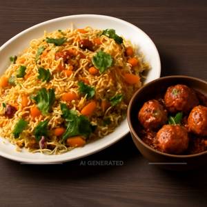 Veg Biryani With Veg Manchuria