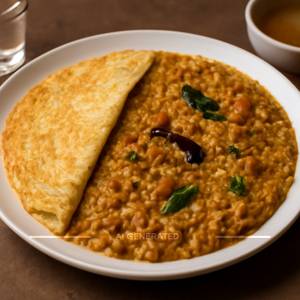 Sambar rice, omelette