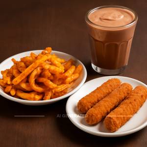 Masala Fries + Chicken Fingers + Chocolate Shake