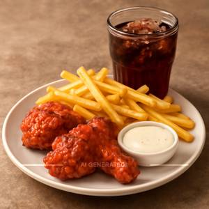Crispy Chicken Spicy Wings 2 Pc+ Fries+softdrink + Free Mayo Dip(*No Palm oil)