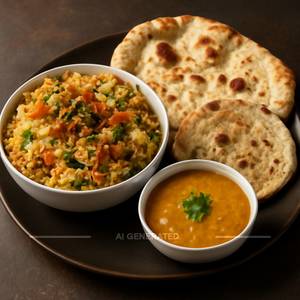 Veg Dum Biryani(half)+butter Naan(1)+ Tandoori Roti (1)+ Dal Fry (half)