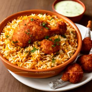 Chicken Biryani Boneless + Chicken Lollipop (3 Pcs)