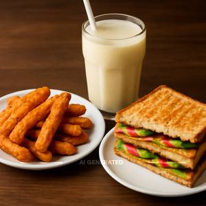 Chicken Fries + Banana Shake + Veg Sandwich