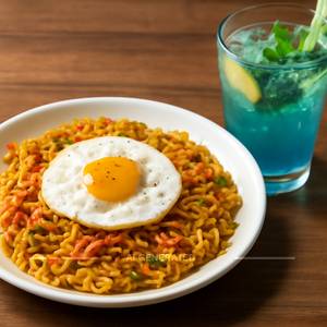 Spicy Egg Maggi + Blue Curarco Mojoto