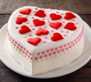 Birthday Anniversary Love Design Heart Shape Vanilla Cake