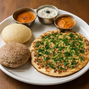 Methi Uttapam Special and ghee idly 2, pices