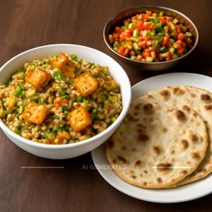 Panner Pulav(1/2)+2 Tandoori Roti+Veg Chatpat(1/2)