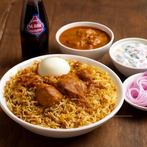 Special Chicken Biryani + Thumps up (Served With Gravy, Raitha, Onions) (Serves 2 People)