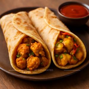 Paneer Masala Roll + Aloo Chilli Roll                                                 