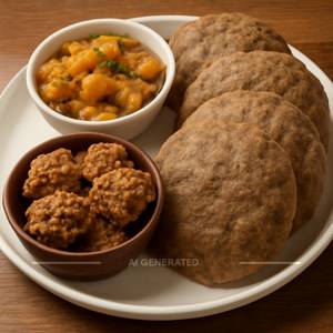 Kuttu Ke Pakore+ 4 Kuttu Ki Puri With Aloo Ki Sbji             