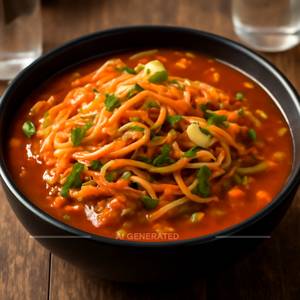 Triple schezwan noodles with gravy
