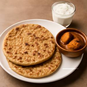 2 Aloo Paratha with  Curd