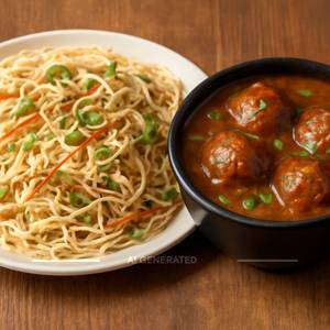 Veg Noodles + Veg Manchurian Gravy