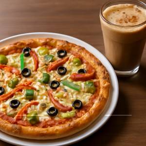 Pizza Di Sicillia And Cold Coffee