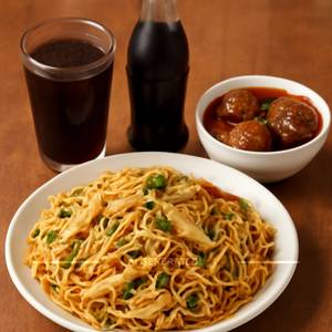 Chicken Noodles + Veg Manchuria + Thums Up