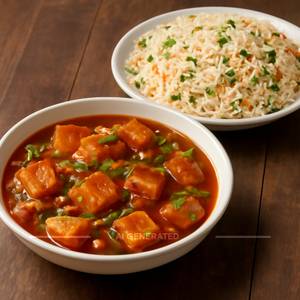 Chilli Paneer + Veg Fried Rice