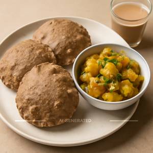 4 Kuttu Ki Puri With Aloo Ki Sbji                        