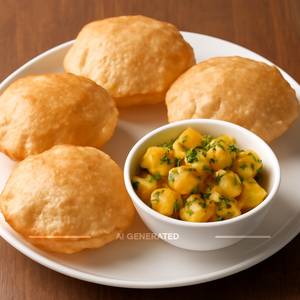 6 Poori with Gravy Aloo Sabzi