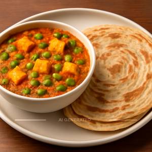 Mutter Paneer (Half) 2 Laccha Parantha