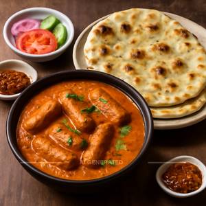 Soya Chaap Masala With 2 Butter Naan And Salad 