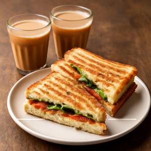 2 Chai Fish Veg Cheese Grilled Sandwich Combo