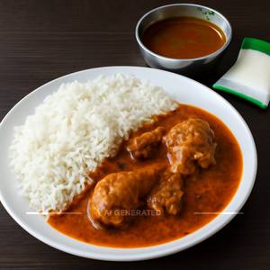 Plain Rice + Chicken Curry 