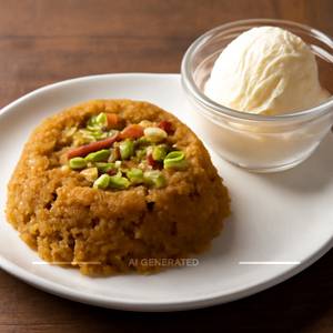 Moong Daal Halwa [250 Grams] With Vanilla Ice Cream [135 Ml]