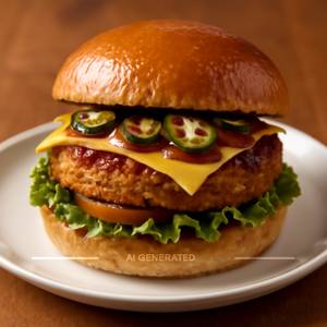 Spicy Barbeque Burger With Cheese Slice