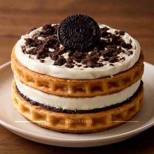 Milk oreo waffle cake double layer