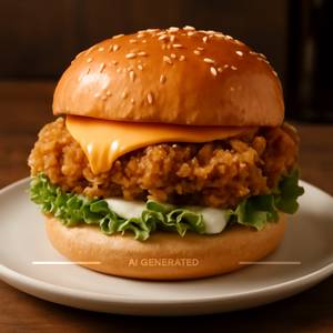 Fried chicken cheese burger