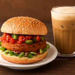 Spicy Salsa Burger And Cold Coffee