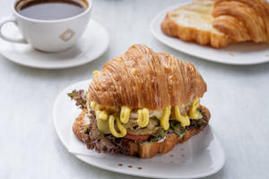 Crispy Fried Vegetable Croissanwich With Corn Puree & Truffle Mayo