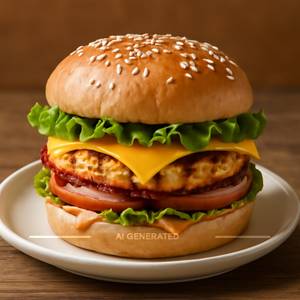Royal Paneer Grilled Burger With Cheese Slice