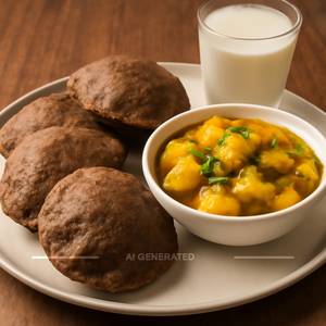 4 Kuttu Ki Puri With Aloo Ki Sbji                                