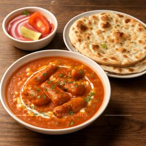 Soya Chaap Masala With 2 Butter Naan And Salad